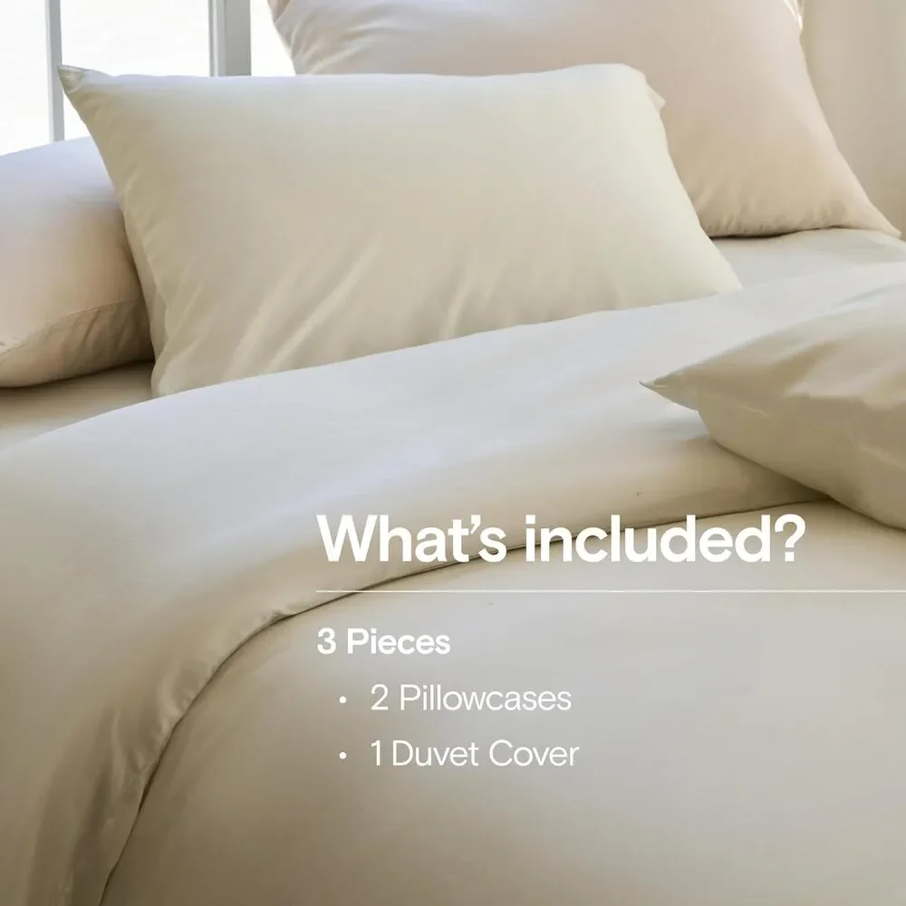NWT DOZ by Sijo 100% Cotton Duvet Cover 3 PC Set w/2 Shams Ivory, King